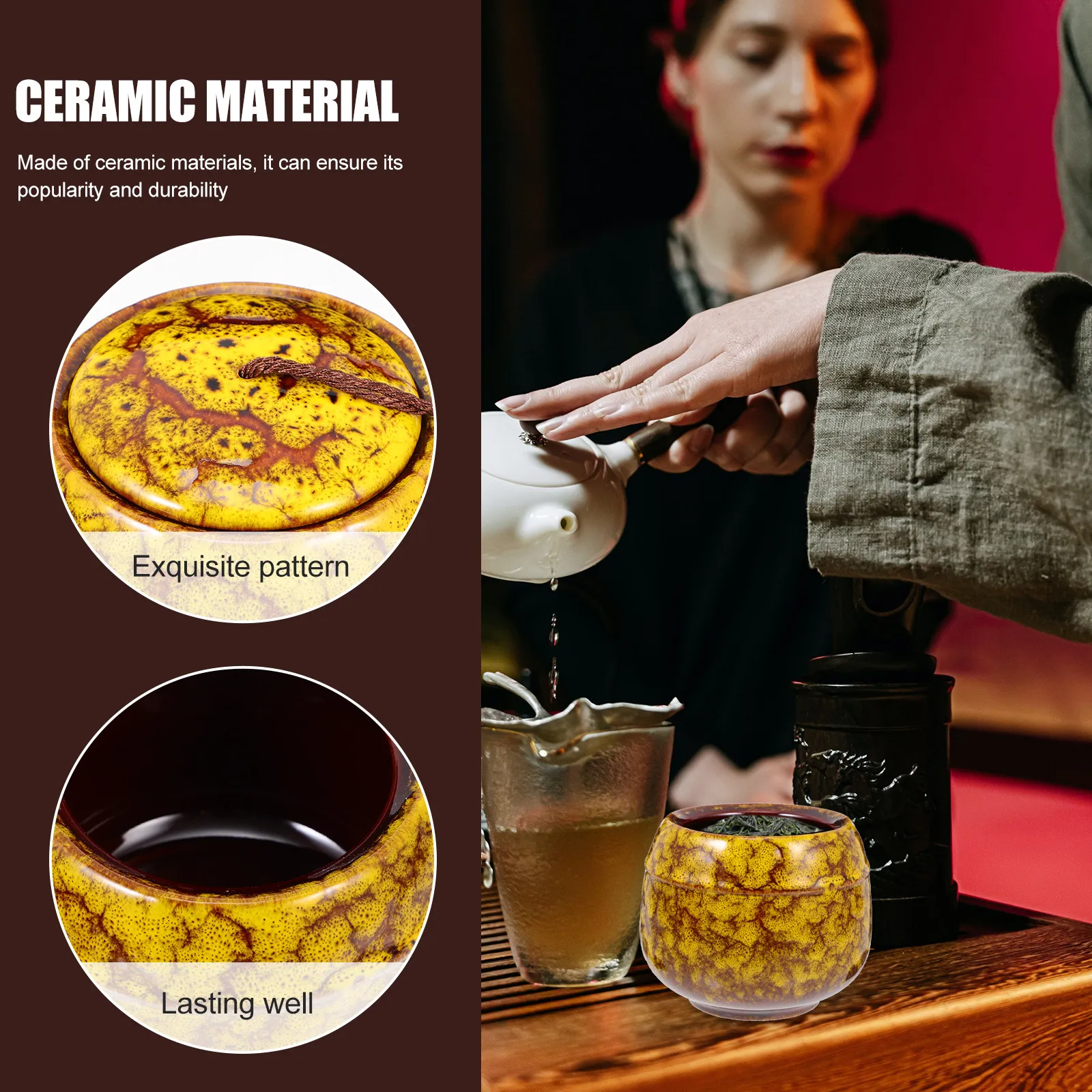 

Герметичная керамическая банка для чая в винтажном стиле, контейнер для хранения чайных листьев, кофе, сухих продуктов, для организации кладовой, в деревенском стиле, для кухни