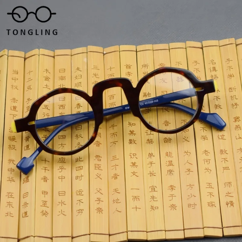 

TopNotch модные мужские художественные многоцветные одинаковые высококачественные ацетатные женские круглые персонализированные повседневные очки ручной работы в оправе