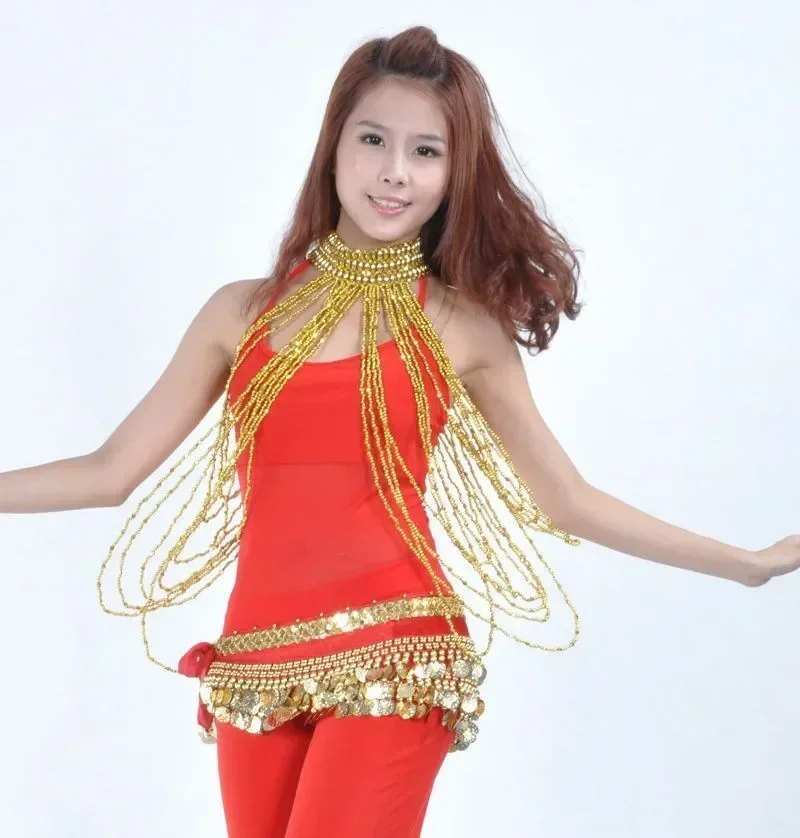 Kostium do Tańca Brzucha Długi Naszyjnik z Koralików Bransoletka Złota/Srebrna Biżuteria do Tańca Brzucha 2 Kolory