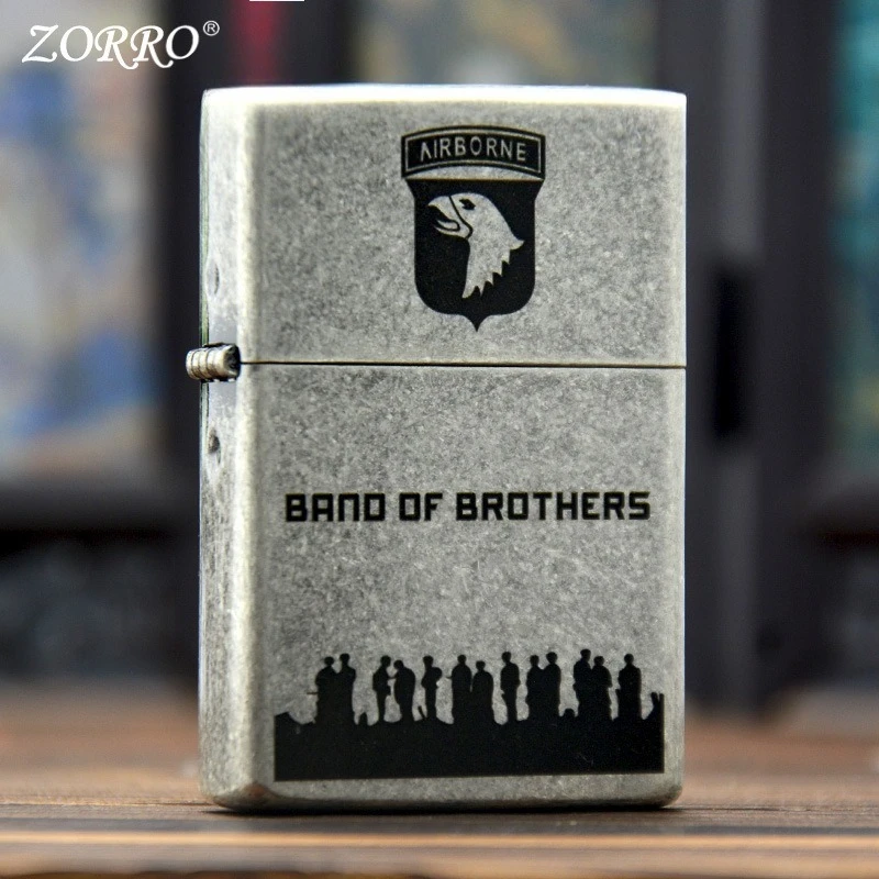ZORRO Ancient Silver Brothers Retro Kerosine Lighter, Personalized and Creative Men's Emotional Gift Cigarette Accessories