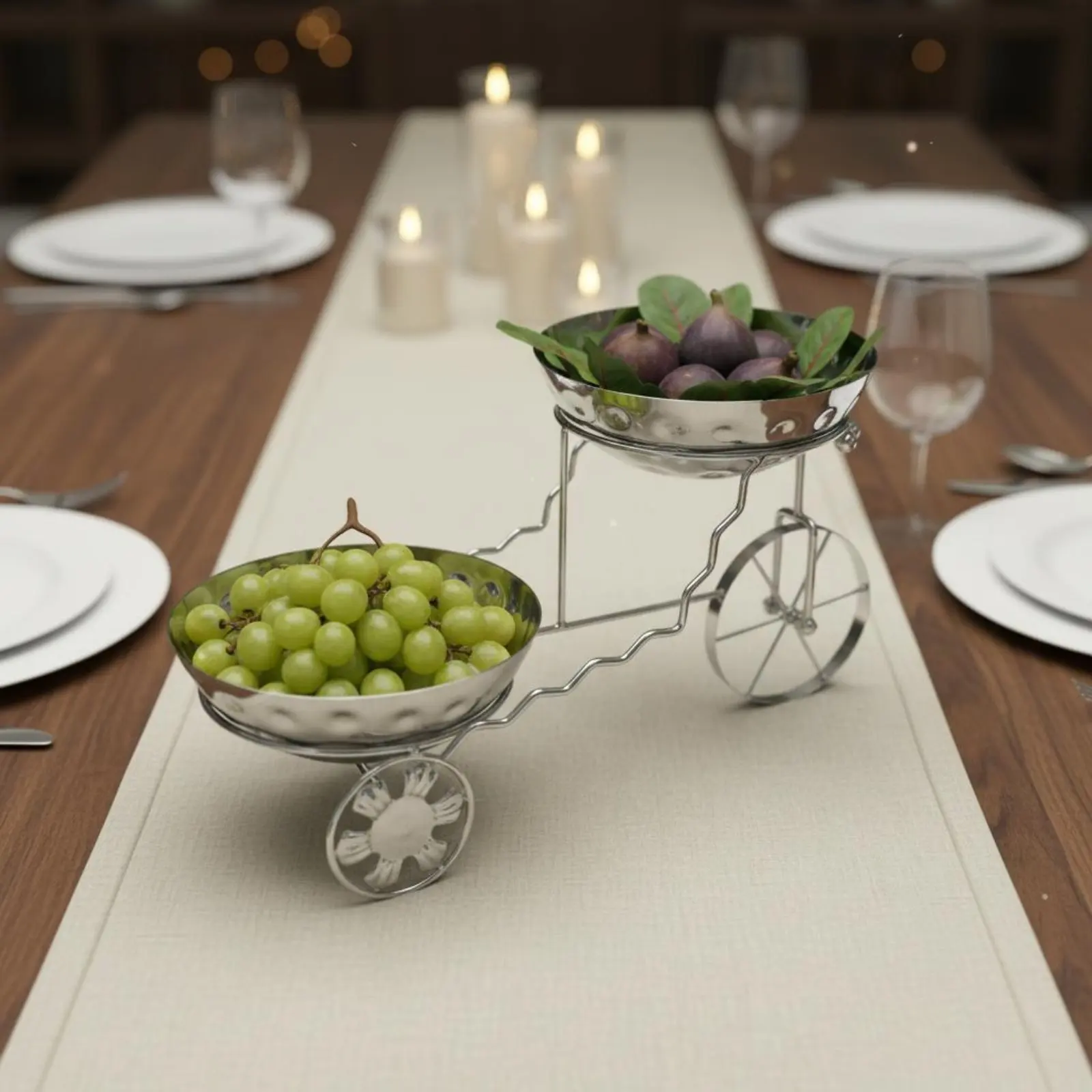 Hammered Fruit Bowl Stand Stainless Steel Metal Fruit Display Stand Serveware Set Large Capacity Easy to Clean for Party