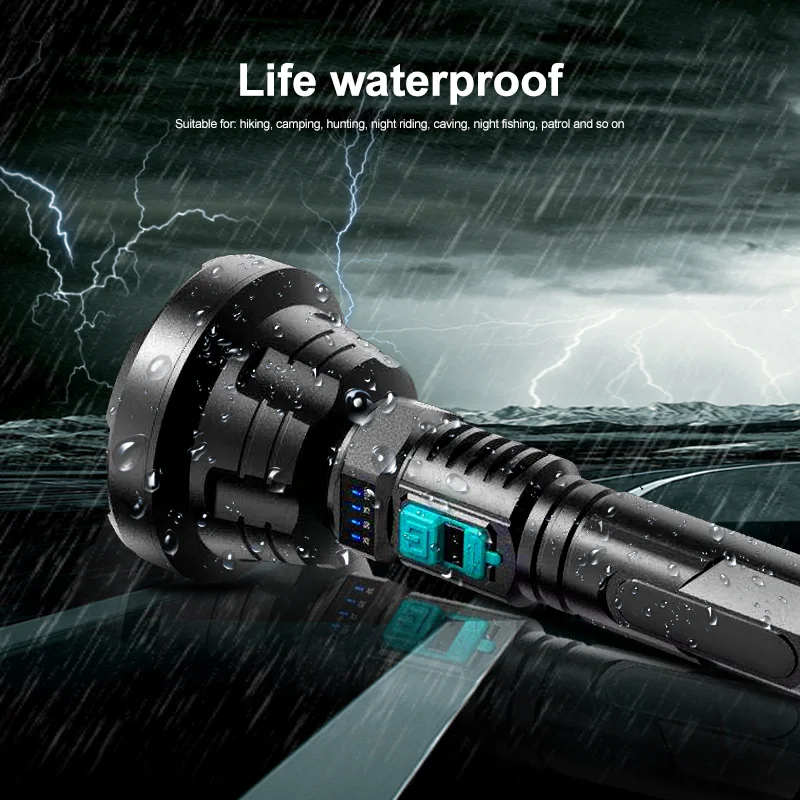 2000mAh LED Super Bright Xhp700 Lamp Core Flashlight Light USB Type-C Rechargeable Flashlights Flash Light Camping Equipment