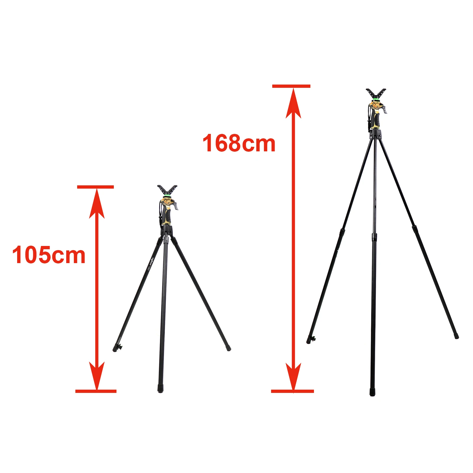 Adjustable Height Hunting Tripod Camouflage Camera Shooting Stick V Yoke Shaped Head Photography Shooting for Hunting Outdoors