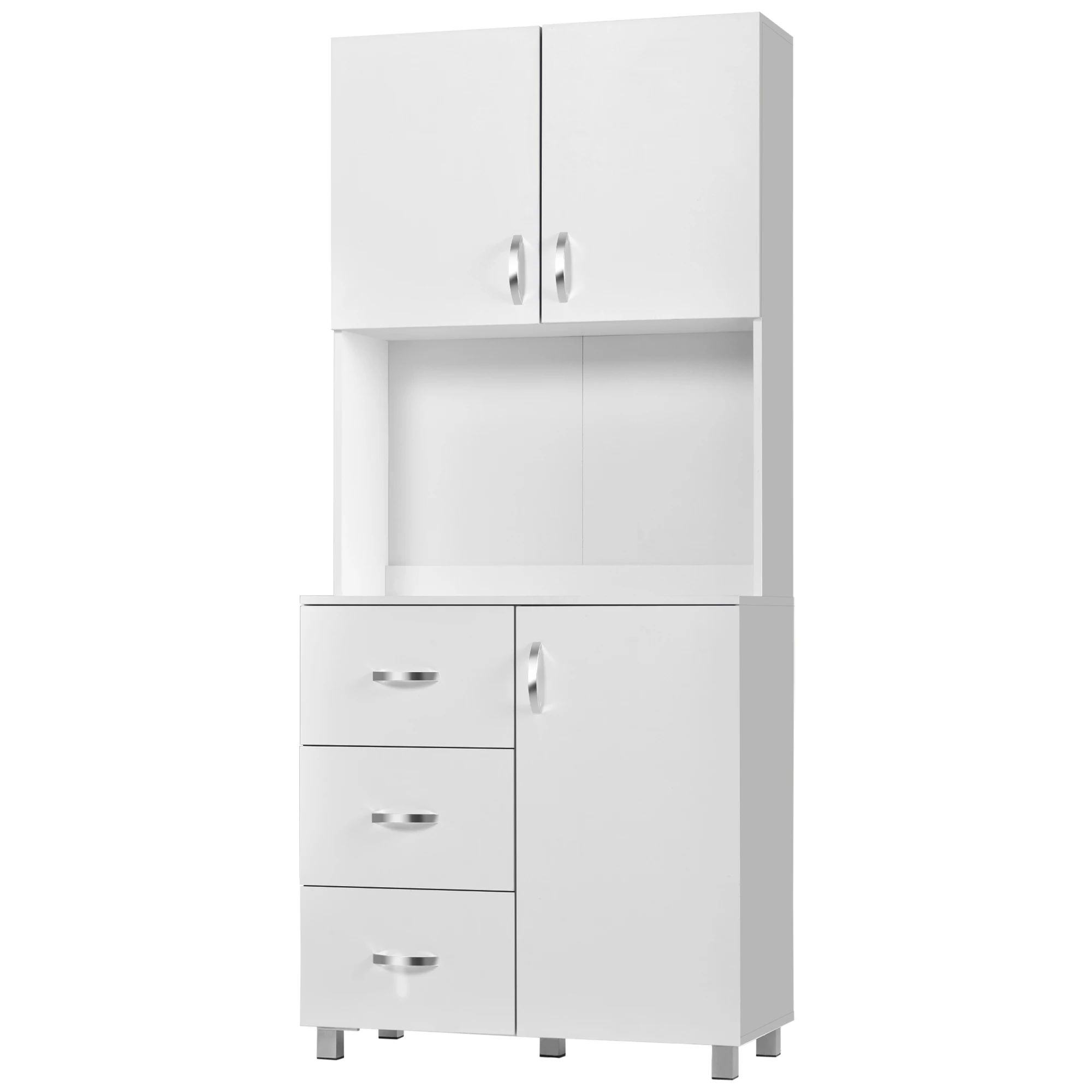 HOMCOM kitchen cupboard with adjustable shelves 80x39,5x183,5 cm White