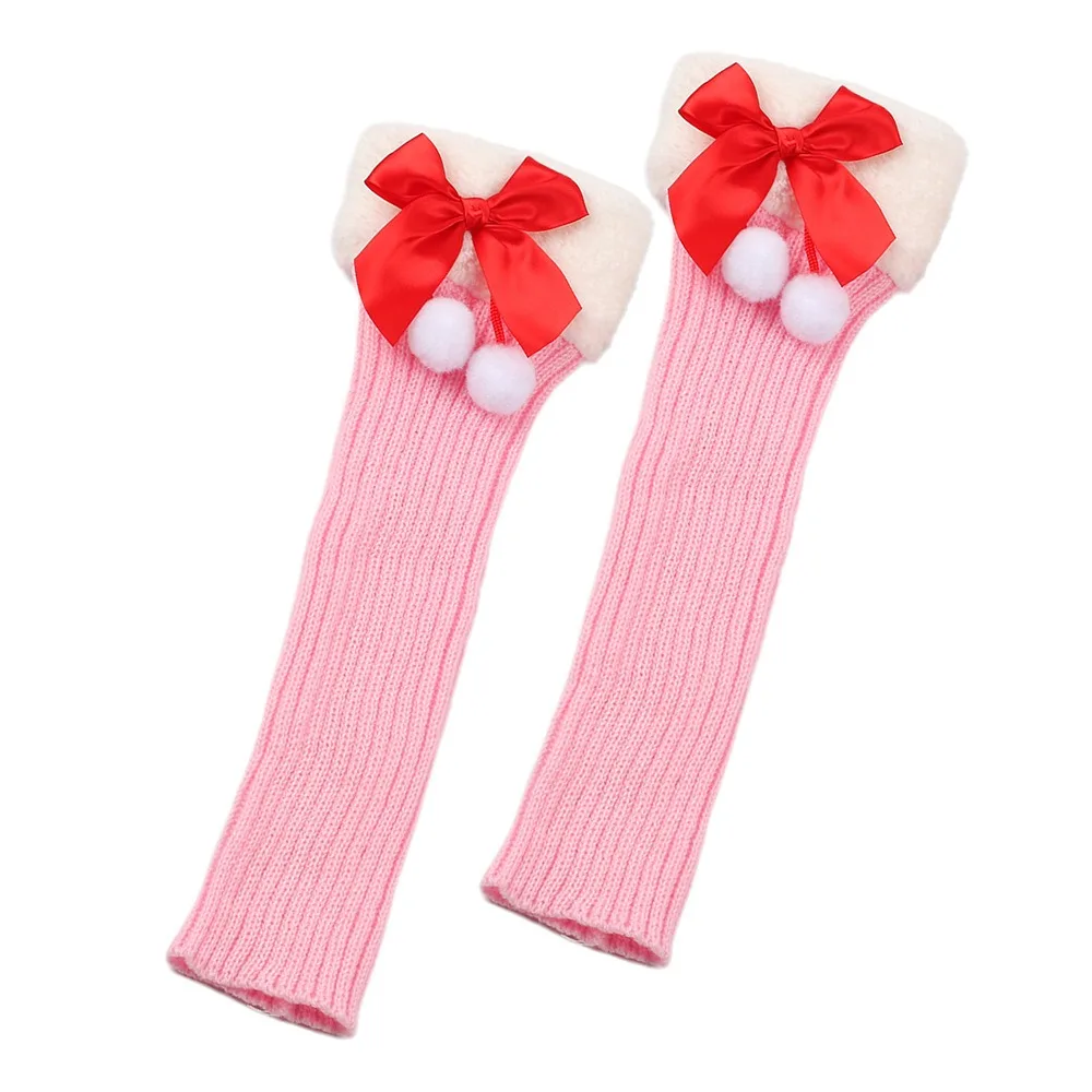 

Fashion Breathable Christmas Bow Stockings Leg Socks Thick Cuffs Warm Knit Leg Warmers Elastic Y2K Boot Socks Women