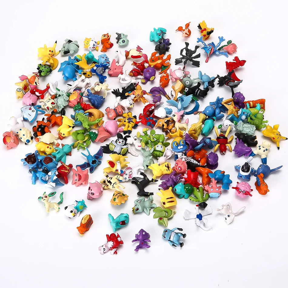 24-144pcs Pokemon Action Figure Pikachu Anime Model 2-3CM Sier Decoratie Mini Model Pop Speelgoed kinderen Kerstcadeaus