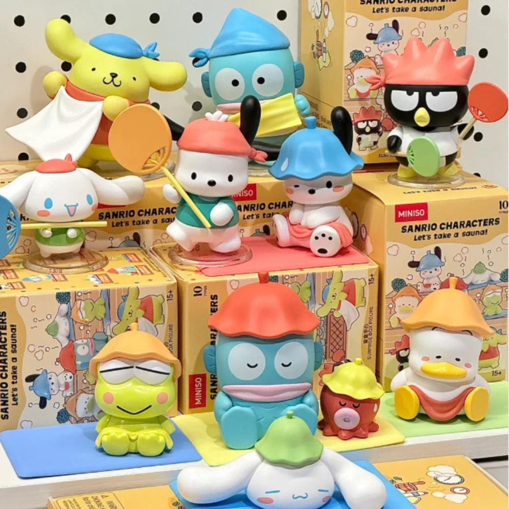 

Miniso Sanrio Steam Sauna Blind Box Фигурка Cinnamoroll PomPomPurin Аниме Фигурки Орнамент Mystery Box Персонаж из мультфильма