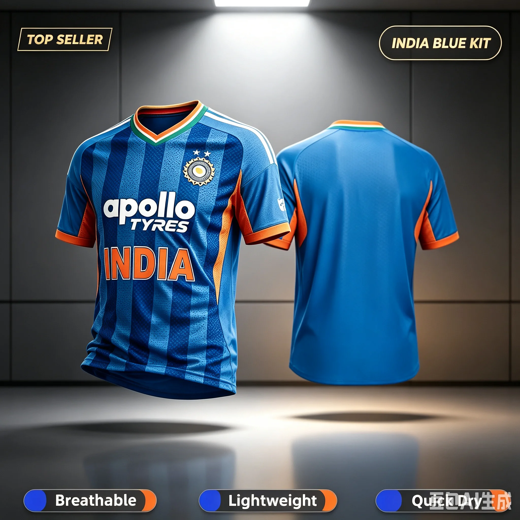 Men's India Fan Style Cricket Team Jersey 2026 T20 Edition Quick Dry Short Sleeve Sports Training Uniform Fans Parent-child