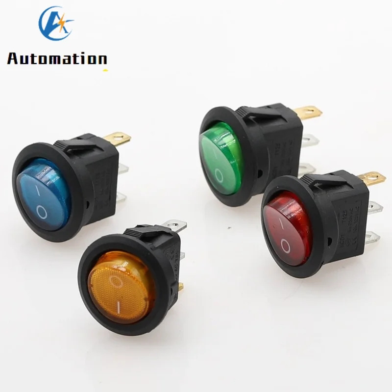 1pcs 20mm KCD1 Led Switch 12V 220V Light Power Switch Car Button Lights ON/OFF 3pin Round Rocker Switch