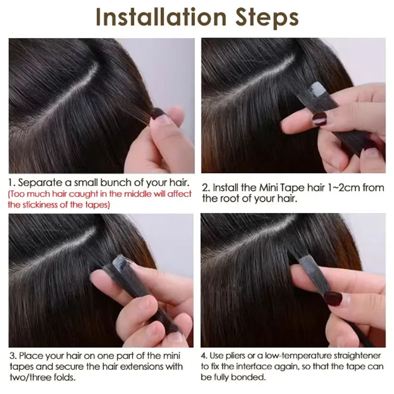 MRSHAIR Mini Nastro Estensioni Dei Capelli Nastro Naturale Dei Capelli Umani nelle Estensioni Dei Capelli 3x0.8 cm Nastro Invisibile 10 pz/pacco Per I Capelli Laterali