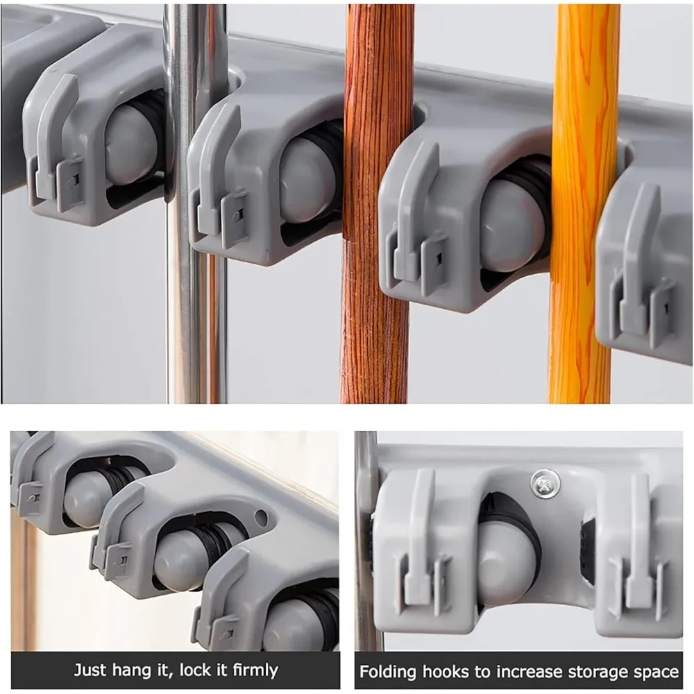 Портативная напольная тележка для чистки со шваброй и держателем для метлы для эффективной организации дома и садовых инструментов