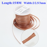 Length 15/8M Copper Soldering Wire Strong Solder Wick Desoldering Mesh Wire 2/2.5/3mm for Phone Computer PCB Welding Tin Remover