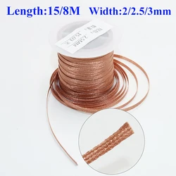 Length 15/8M Copper Soldering Wire Strong Solder Wick Desoldering Mesh Wire 2/2.5/3mm for Phone Computer PCB Welding Tin Remover