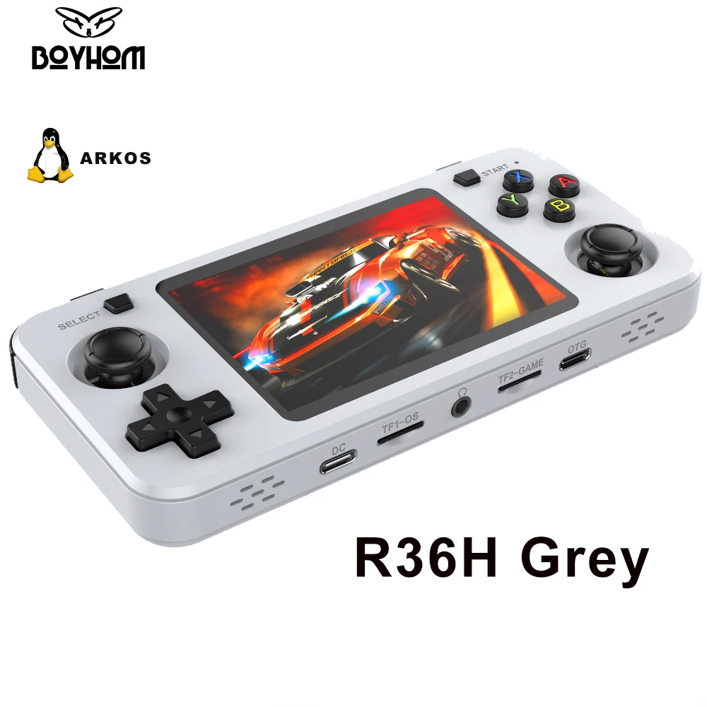 boyhom-grey-r36h-retro-video-game-console-35''-ips-screen-rk3326-open-linux-system-3000mah-portable-player-64gb-128gb