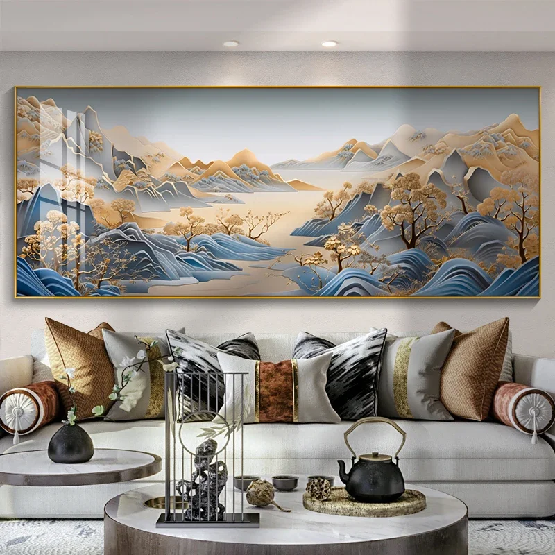 New Chinese Style Backed By Jinshan Decorative Painting Living Room Landscape Art Mural Painting Poster Home Decoration