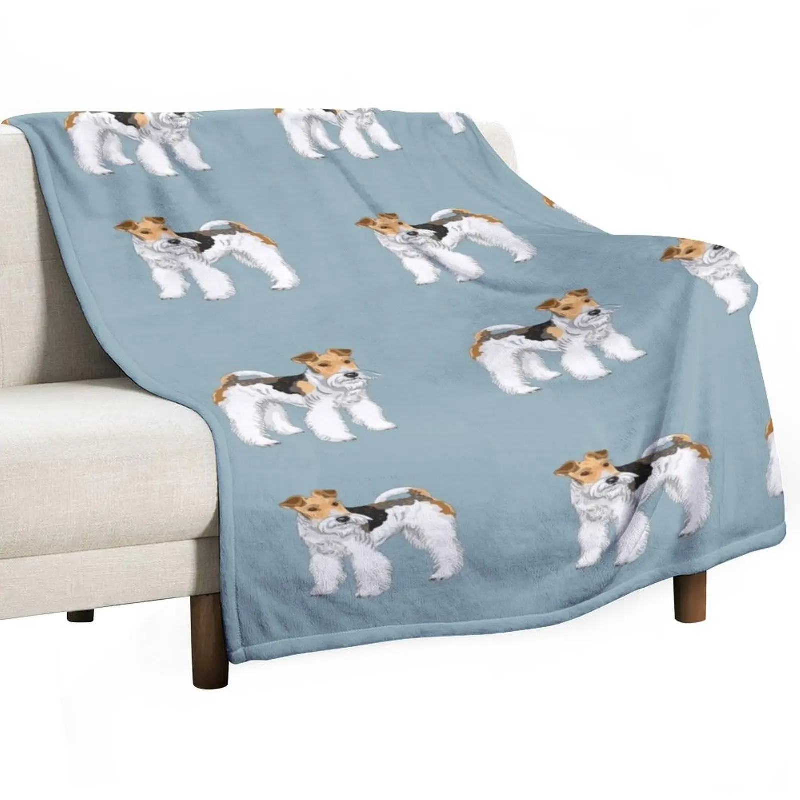 

Retro Wire Haired Fox Terrier Design Throw Blanket Custom Flannels Decorative Beds Softest Blankets