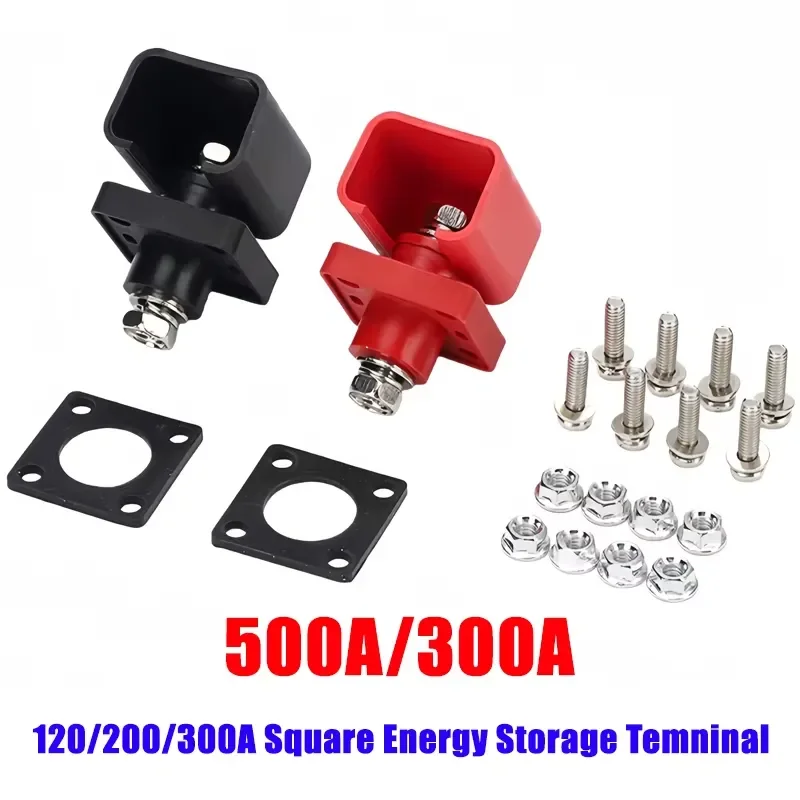 Square 500A Energy Storage Terminal Lithium Battery Connector 120/200/300A Copper Wall Penetrating Screw Type Terminals Block