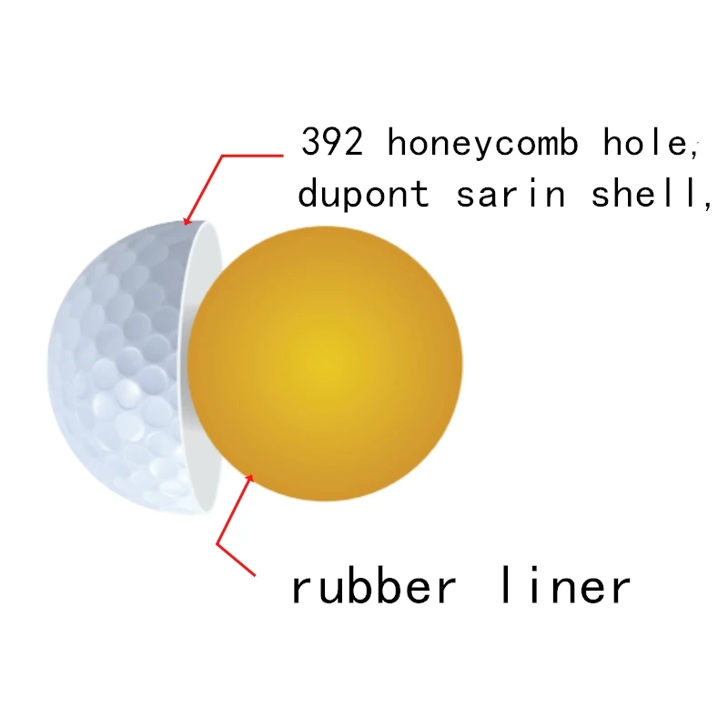 9PCS Golf match ball 392 honeycomb hole, two-layer thick golf ball, three-layer thick golf ball, dupont sarin shell, rubber lin