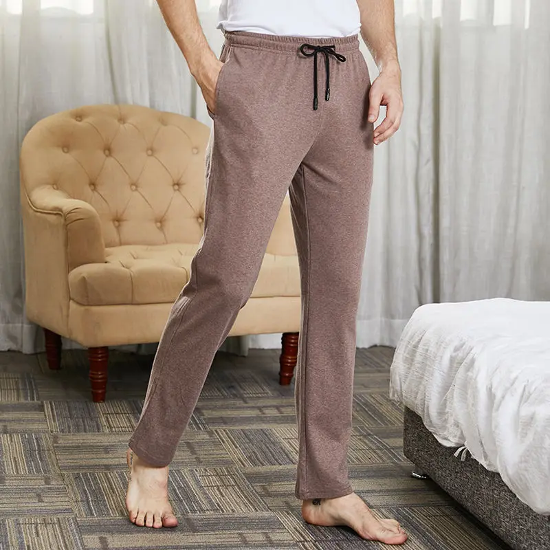 Pantalones de chándal de Yoga de algodón para hombres, pantalones de ejercicio, parte inferior abierta, pantalones de salón atléticos sueltos con