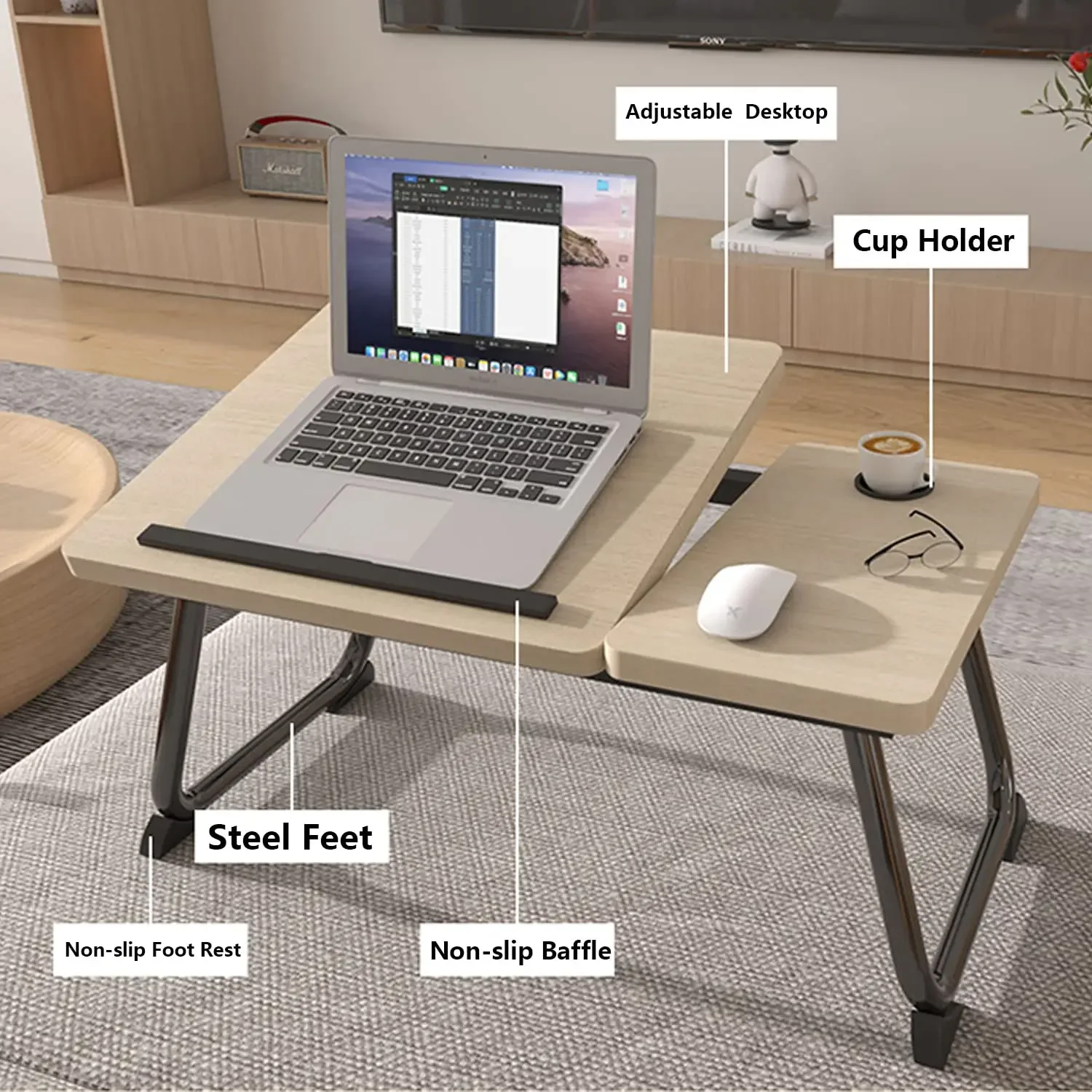 

Computer Table pliante Laptop Bed Desk Foldable Reading Desk Multifunctional Computer desk Folding Height Adjustment Table stand