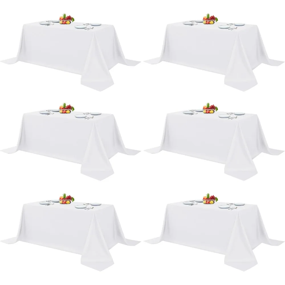 

6 Pack Reusable and Elegant Tablecloths, Polyester Fabric Table Covers for Wedding