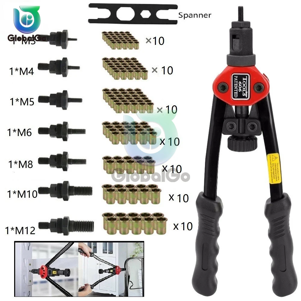 Riveter Gun Tool Hand Riveter Interchangeable Mandrel Insert Threaded Nut Rivet Drilling Rivet Tool M3-M12 Spare Part