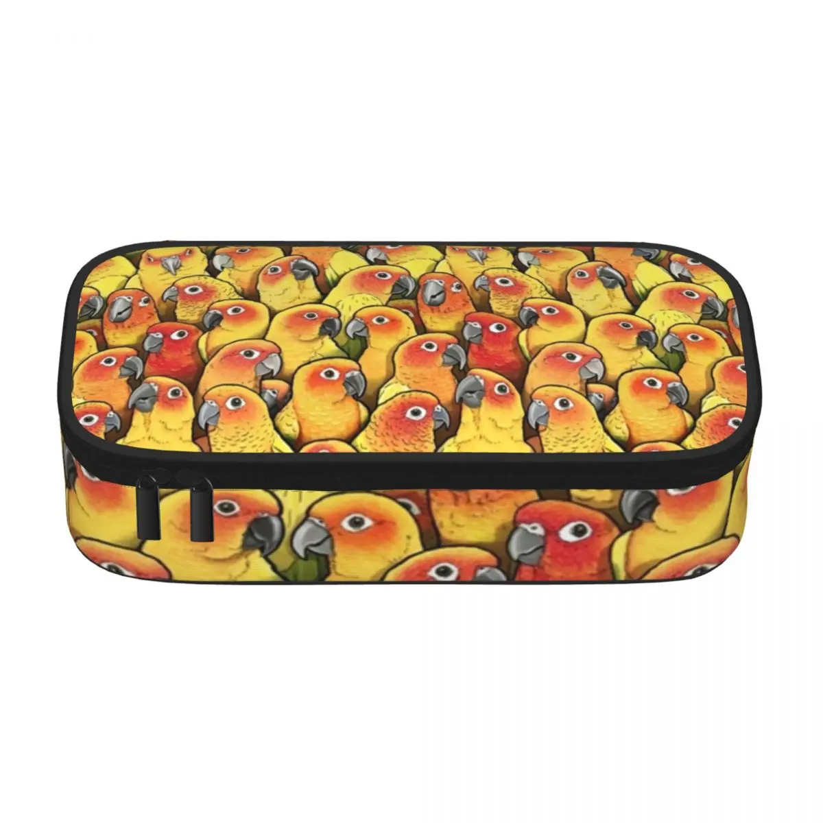 Yellow Parrot Pencil Case Sun Conures Print Cute Print Zipper Pencil Box School Girls Boys Pen Pouch