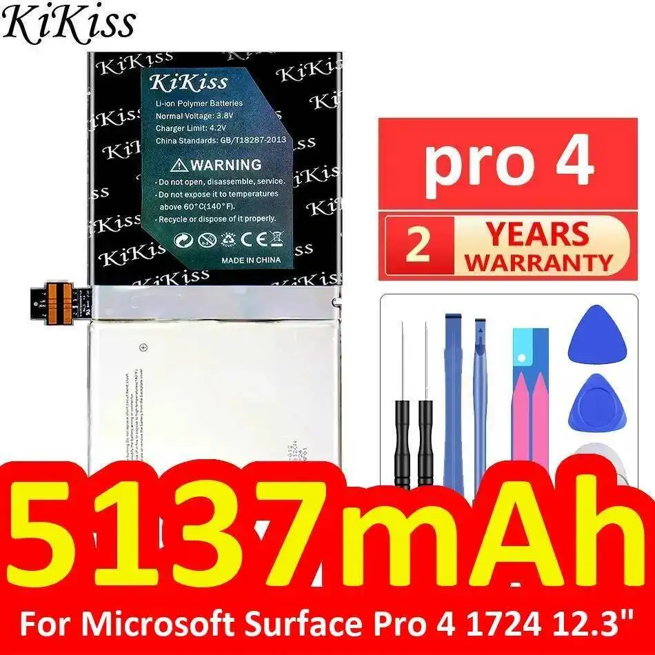بطارية كمبيوتر لوحي عالية التوافق لجهاز Microsoft Surface Pro 4 1724 مقاس 12.3 بوصة 5137 مللي أمبير في الساعة