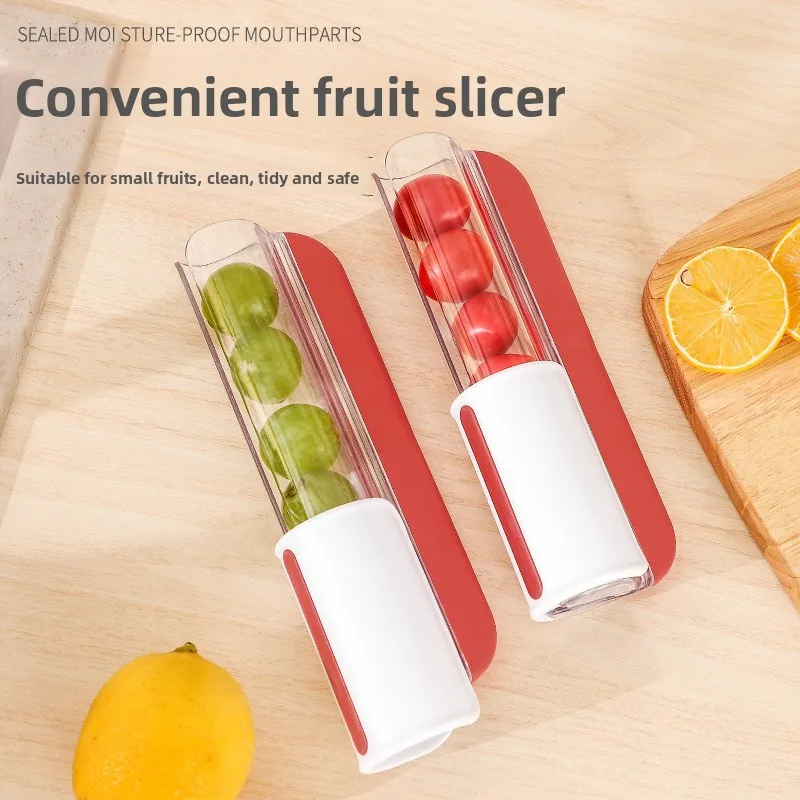 Rebanador de tomate pequeño, rebanador de cerezas y frutos sagrados, rebanador de frutas para ensalada de cocina