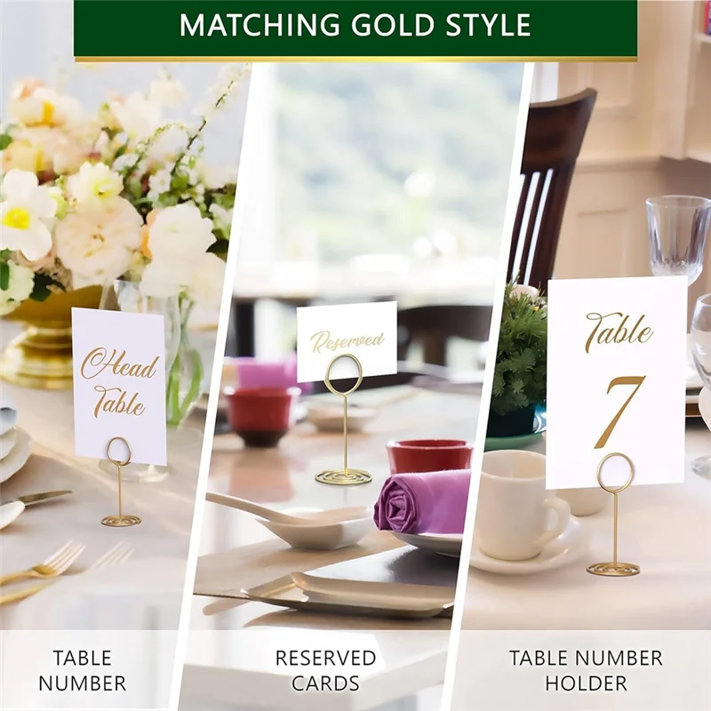 

NEW-Elegant Gold Table Number Holders - 10-Pack Place Card & Paper Stands For Weddings, Events & Parties