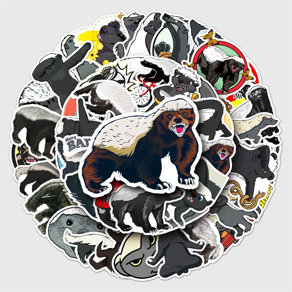 10/30/50PCS Cartoon Honey Badger Stickers Children Toys Luggage Laptop Guitar iPad Skateboard Motorcycle Stickers Wholesale