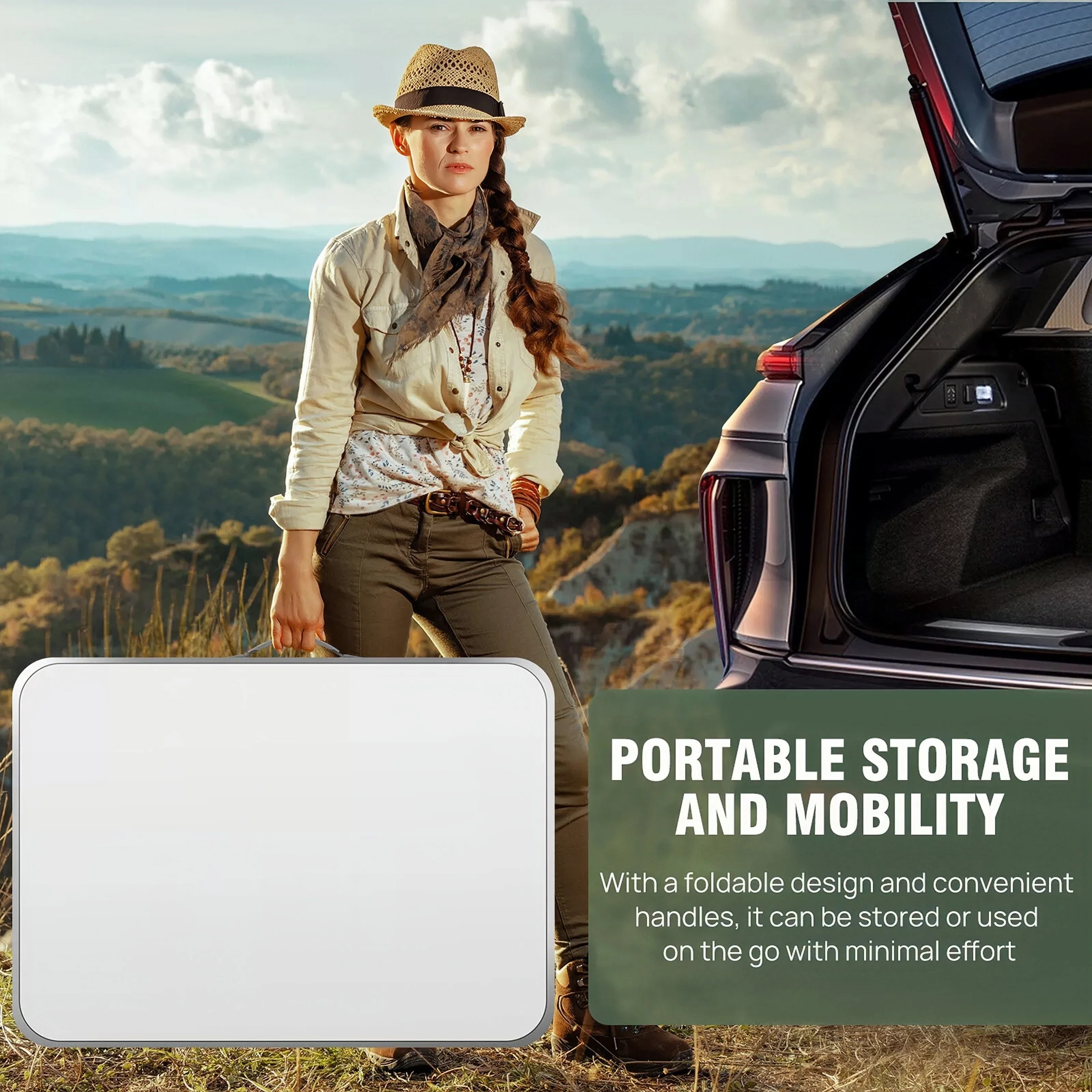 طاولة تخييم قابلة للطي بارتفاع قابل للتعديل من BRIEFNESS - مكتب نزهة محمول مع مقبض حمل لحفلات الحديقة الداخلية والخارجية