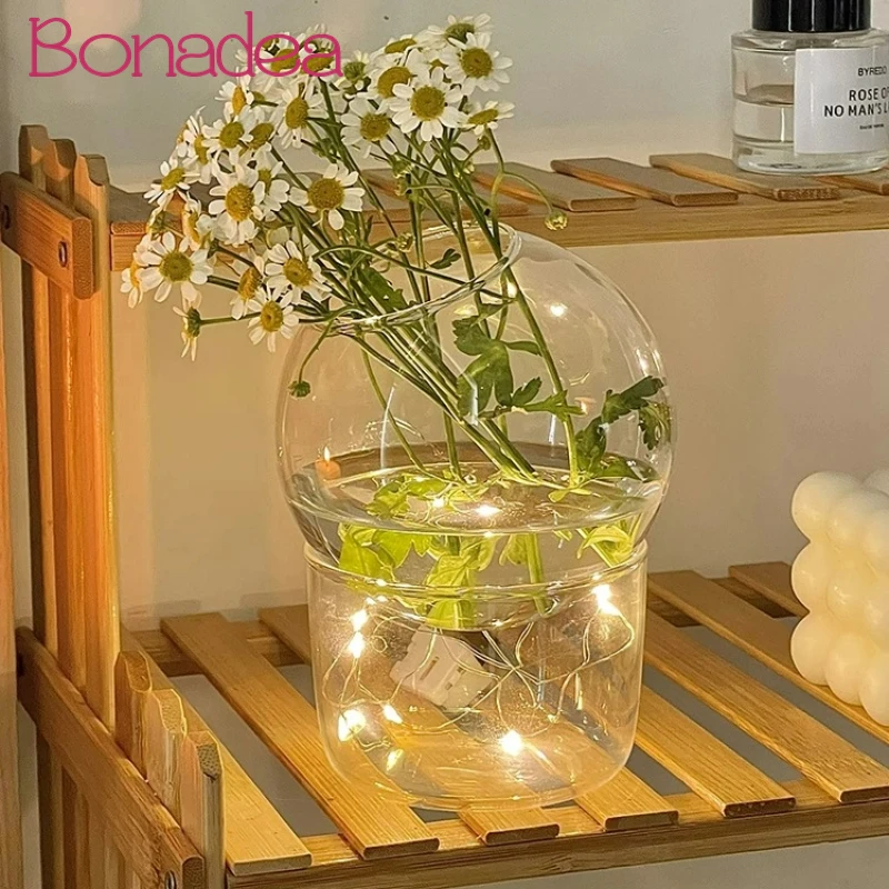 Creative Spherical Glass Vases Flower Arrangement Vase Bedroom Ornaments Kitchen Accessories Home Decorations Table Tools