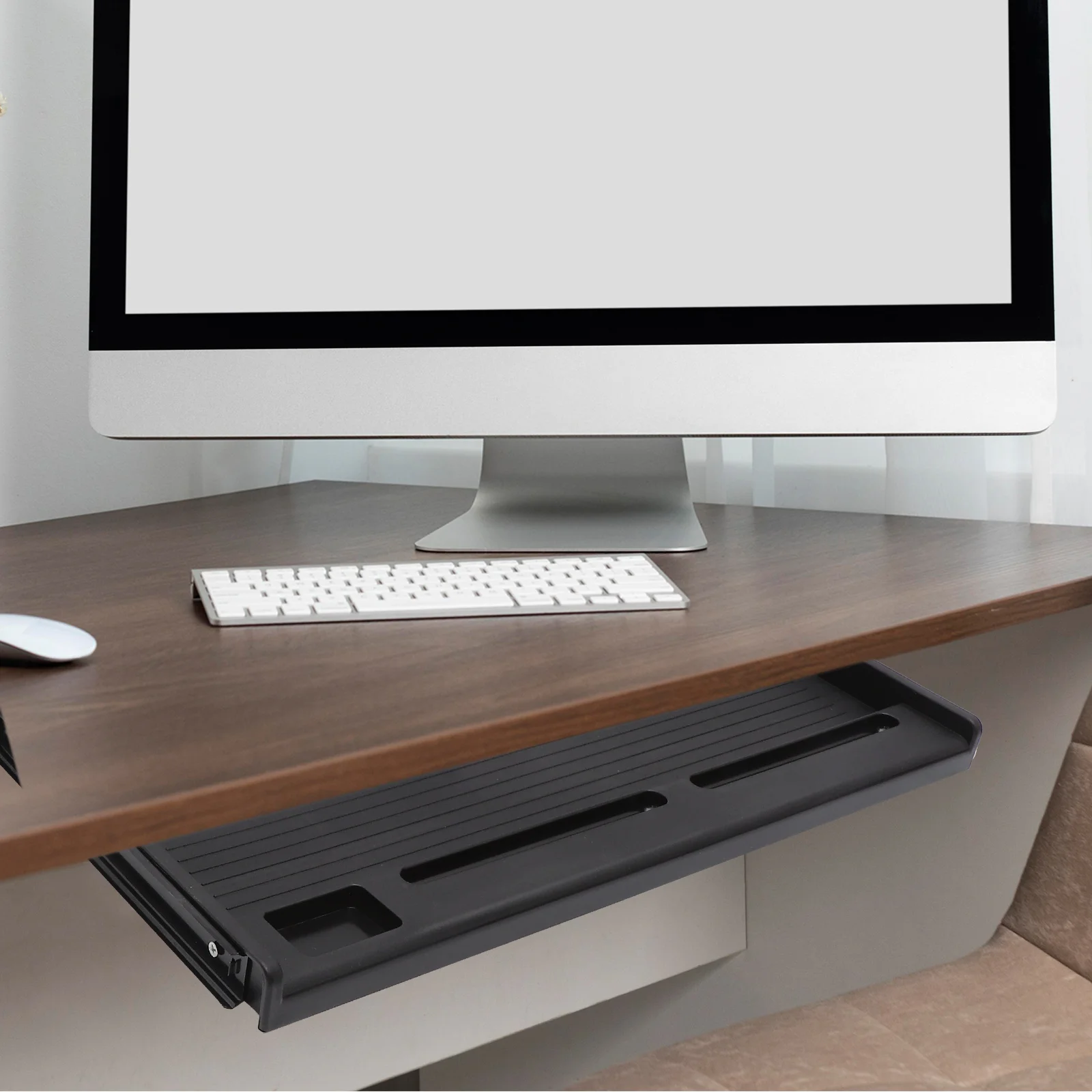 

Keyboard Tray under Desk Drawer Slide Out Sliding Computer Mount Pull Adjustable Monitor Stand