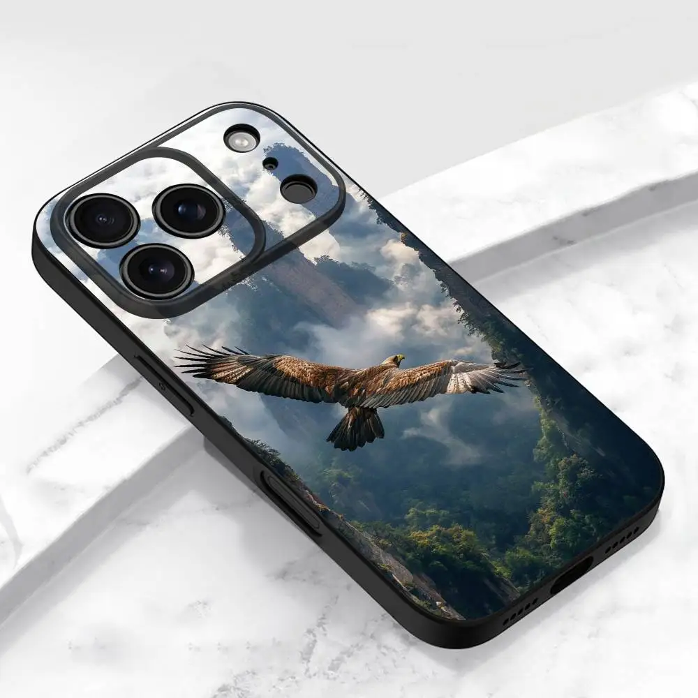 حافظة هاتف إيجل هوك فالكون بيرد لهاتف آيفون 17,16,15,14,13,12,11,Pro,Max,Plus,E,Air,غطاء أسود واقٍ صغير