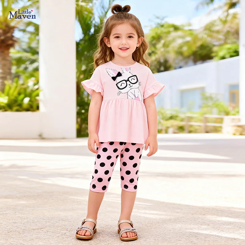 

Summer short-sleeved cute girls' outfit, cartoon baby outfit, children's two-piece set