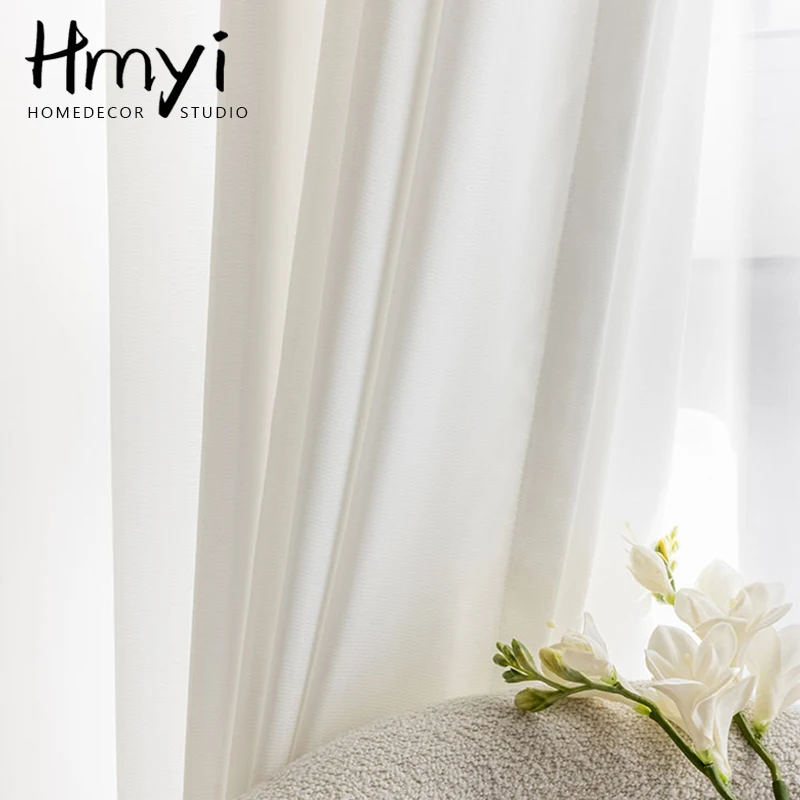 High Quality White Solid Tulle Curtains For Living Room Window Home Decor Bedroom Thick Curtains Ready-made Cortinas Drapes