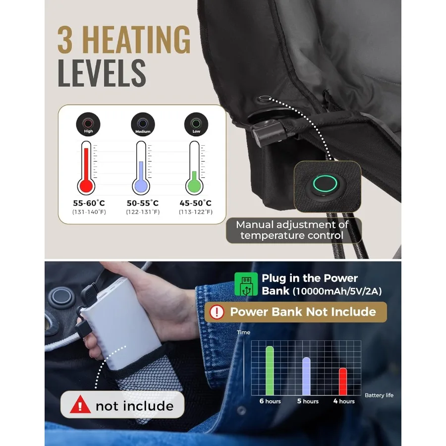 كرسي تخييم XL كبير الحجم ساخن عالي التحمل 500 رطل أريكة قابلة للطي للبالغين مبطن مقعد أريكة مريح كبير 3 مستويات حرارية ث #3