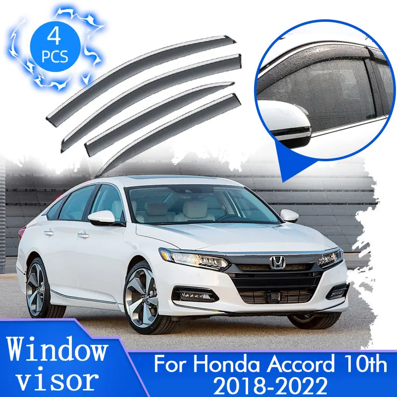 For Honda Accord LX Inspire 10th 2018 2019 2020 2021 2022 Rain Window Visors Deflector Awing Guard Trim Windshield Accessories