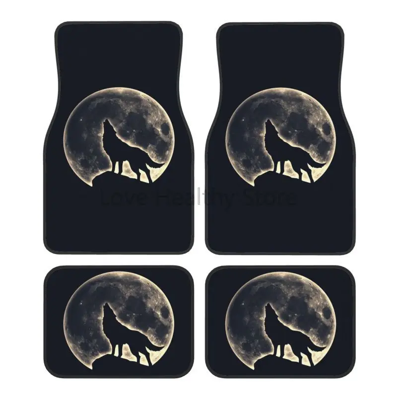 

Moon Wolf Art Print Car Floor Mats of 4 Full Set Front & Rear Auto Non-slip Carpets Floor Mats Universal Fit for Car SUV Sedan