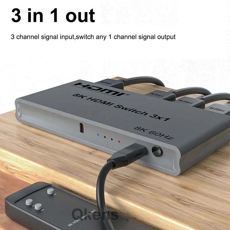 8K 60Hz 3x1 Auto Switch Cycle Display HDMI 2.1 4K120Hz 3 in 1 Out HDMI Switcher Video Converter with Power-off Memory Function - view 4