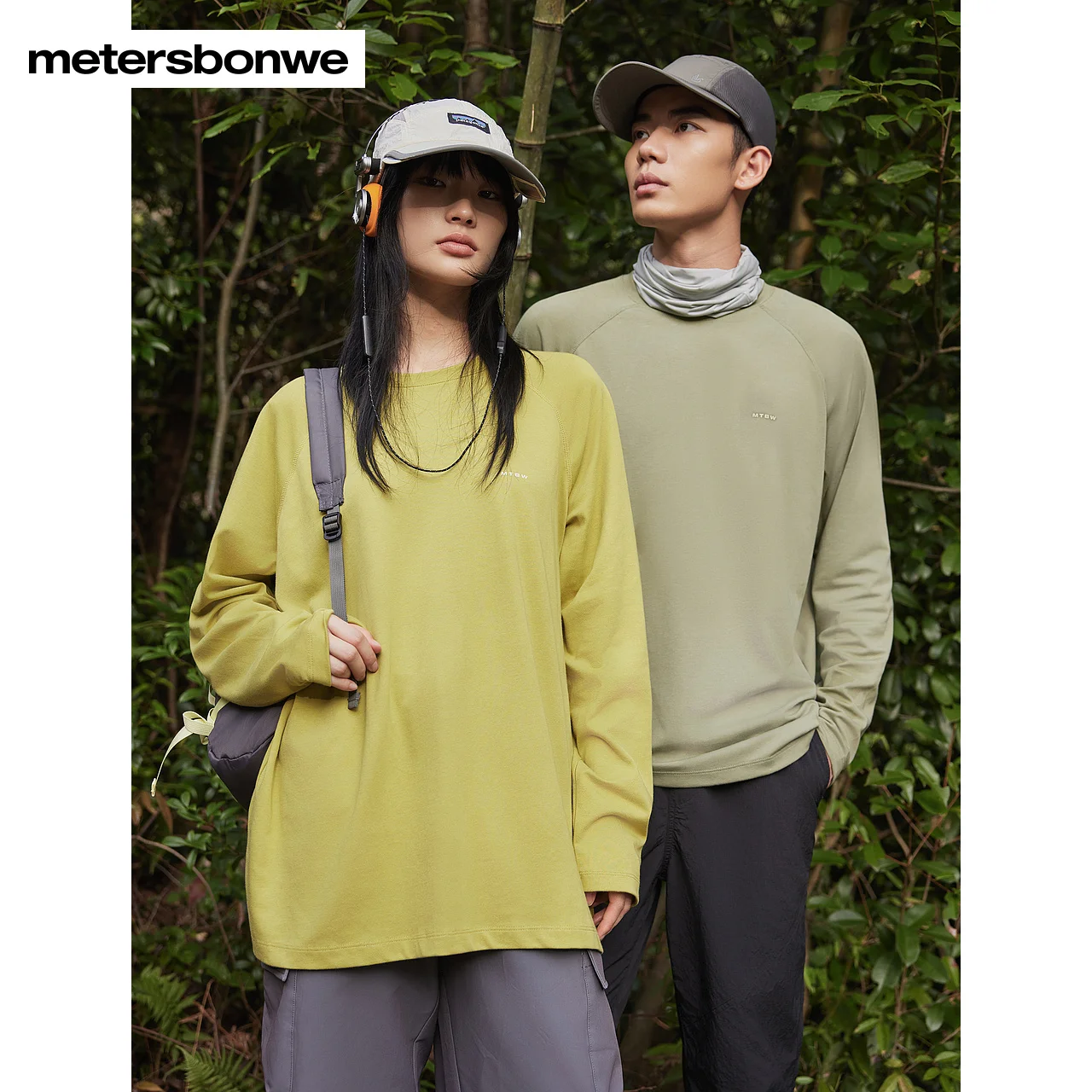 Metersbonwe-Camisa de manga larga con logotipo para hombre y mujer con estampado al aire libre, camiseta de secado rápido de Color sólido, camisetas cómodas Perennial