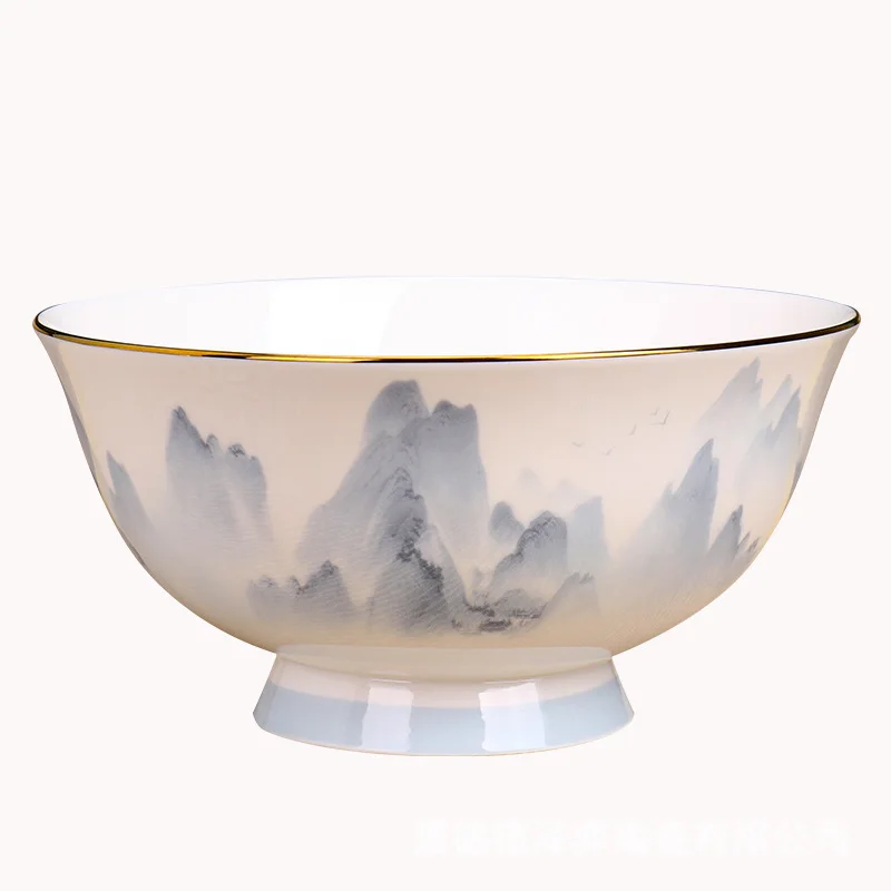 

High-end household bone china tableware light luxury dishes combination set housewarming gift