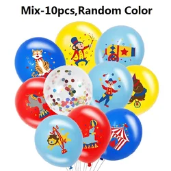 Circus Theme Birthday Party Balloon, Clown Magic Latex Balloons Set, Carnival Party Scene Decoration, 10Pcs per Lot