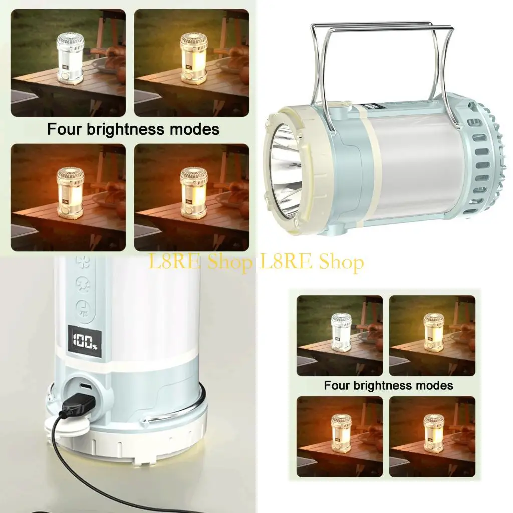 

L8RE Rechargeable Camping Fan Light with LCD Display 3 Speed Adjustable Cooling Fan