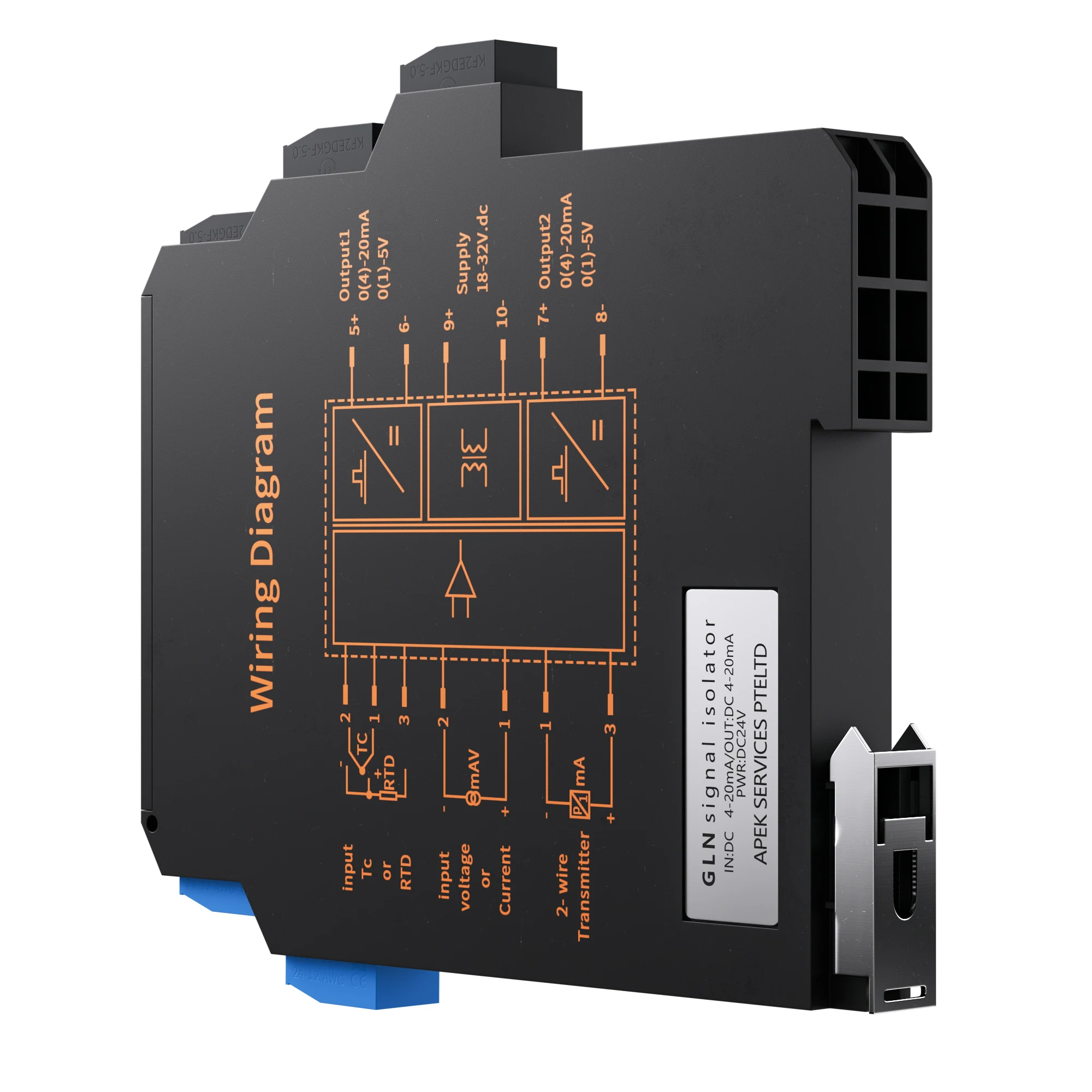 0-20mA 1-5V Input Galvanic Signal Isolator Converter 4-20mA 0-10V Output 1 In 2 Out Ultra-Thin Voltage Signal Transmitter