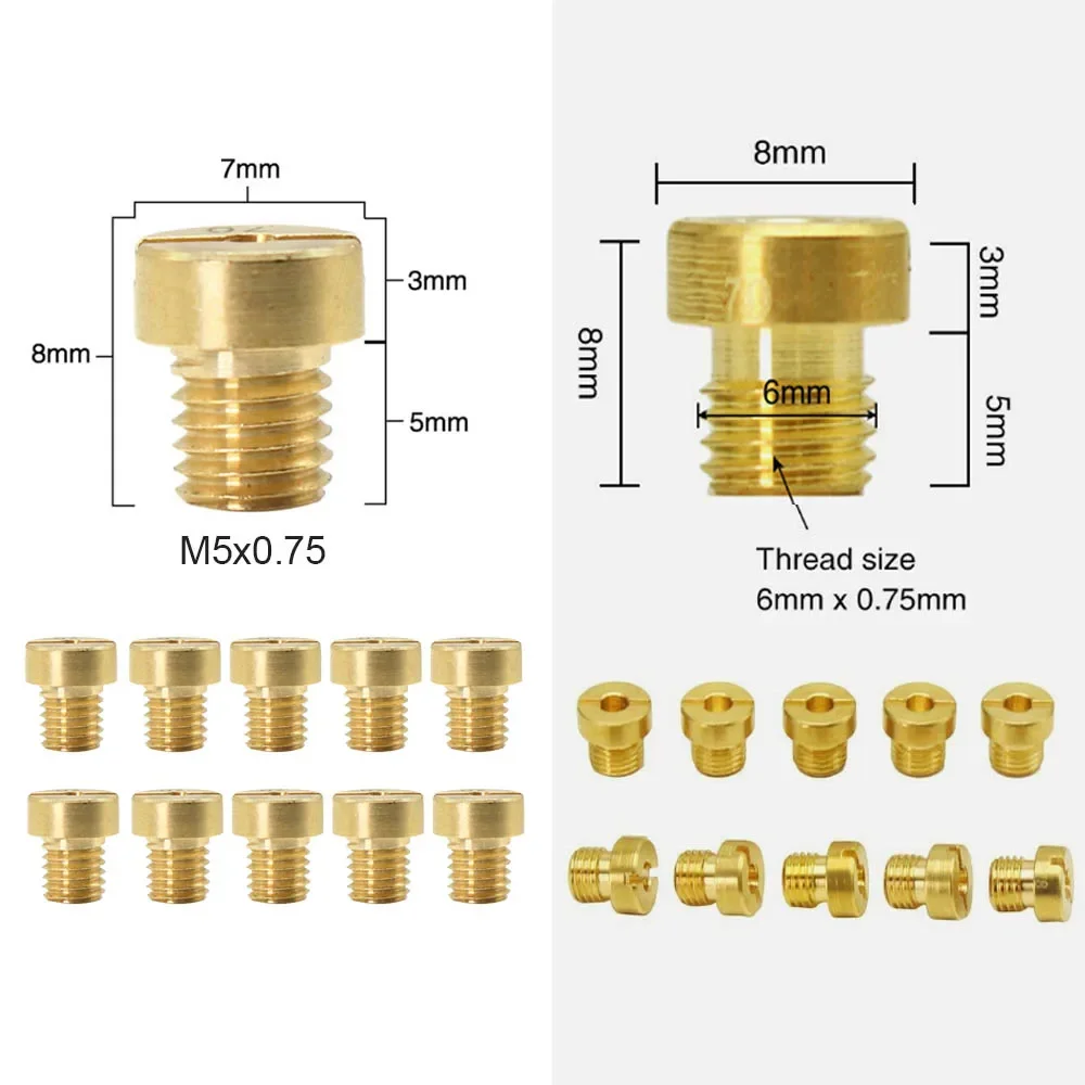 10pcs Customizable Specifiable Size Carburetor Main Jets Slow Pilot Jets M4 M5 M6 for PWK Mikuni Keihin DellOrto FCR