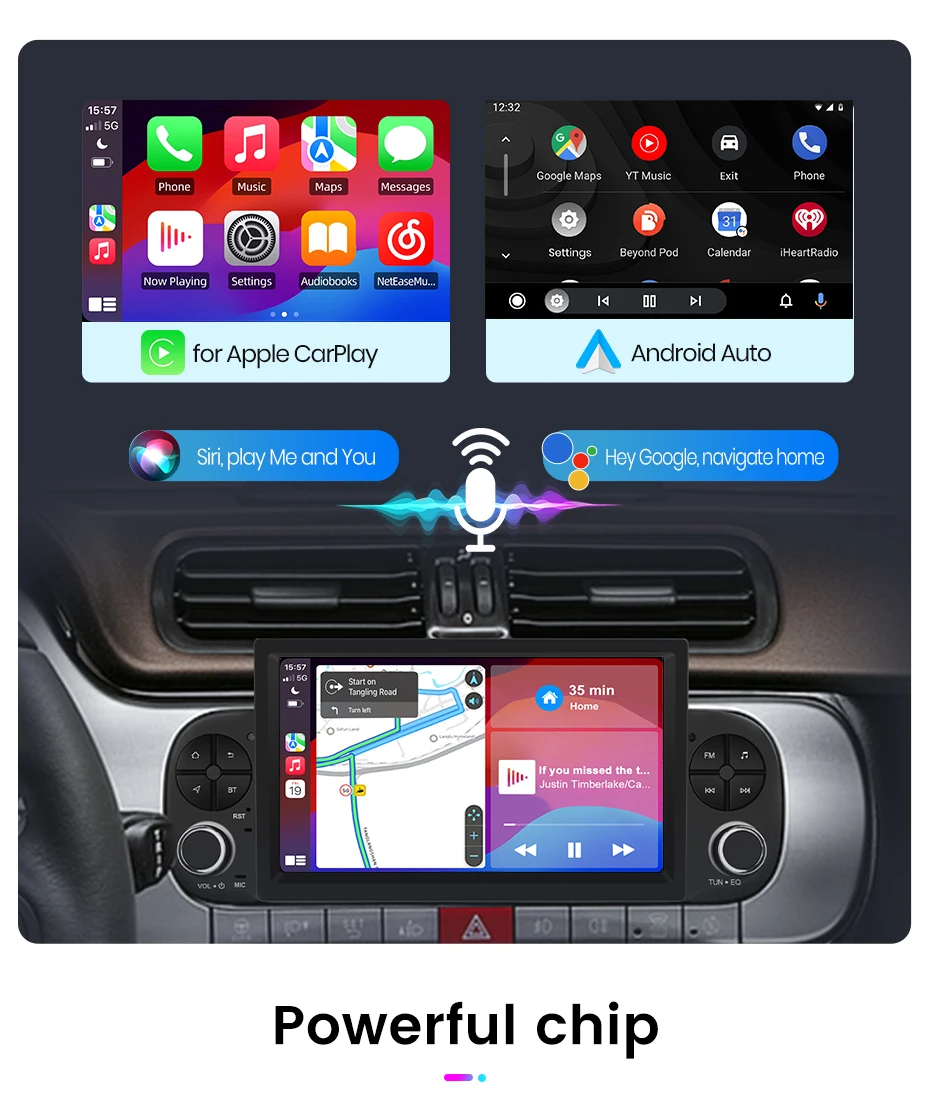Junsun 7" Wireless Carplay Android Auto Autoradio für Fiat Panda 2013 2014 2015 2016-2020 Stereo GPS Multimedia Player 4G FM SWC – Detail 8
