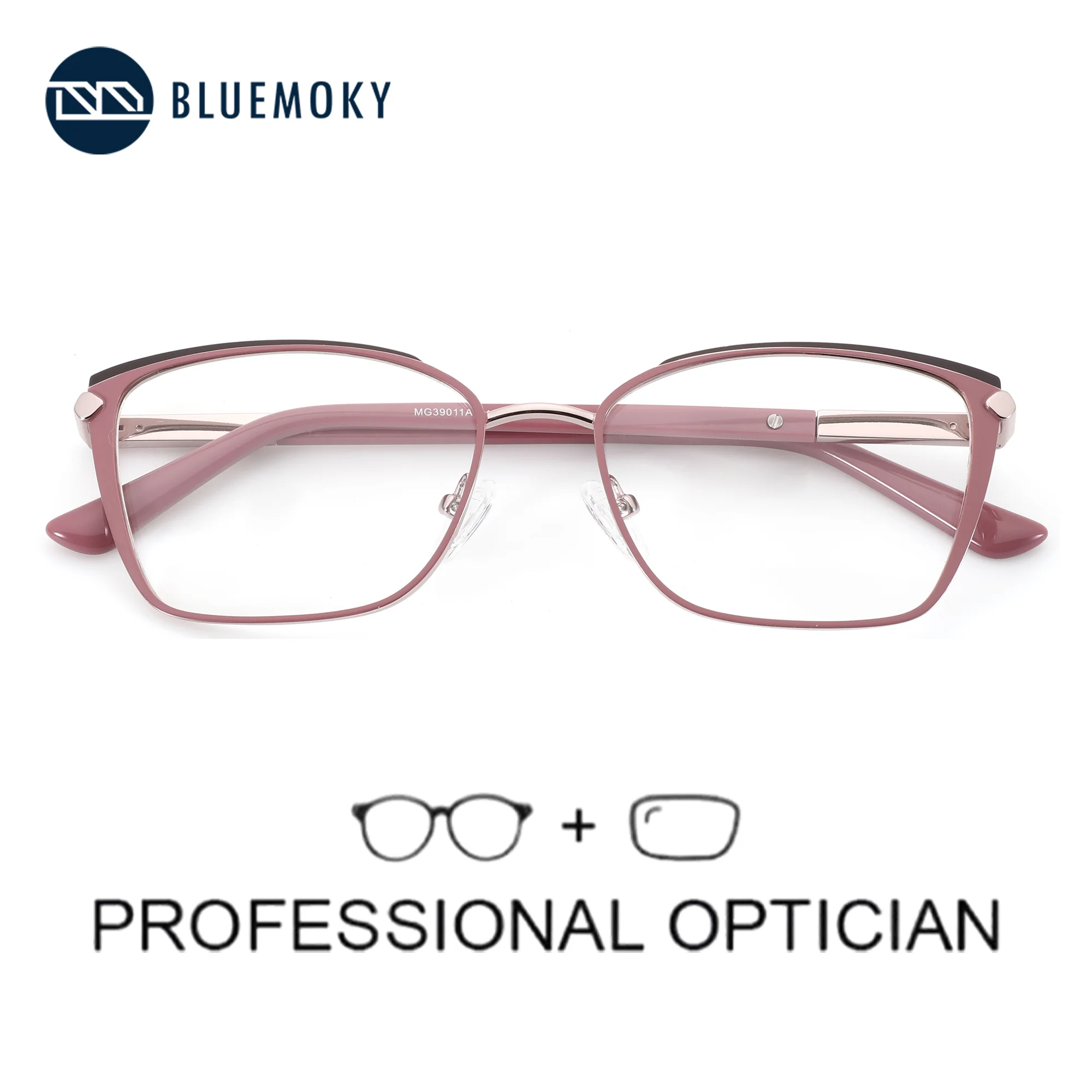 

BLUEMOKY (M Size)2025 New Popular Square Prescription Glasses Metal Anti Blue Light Progressive/Myopia Optical Eyewear for Women