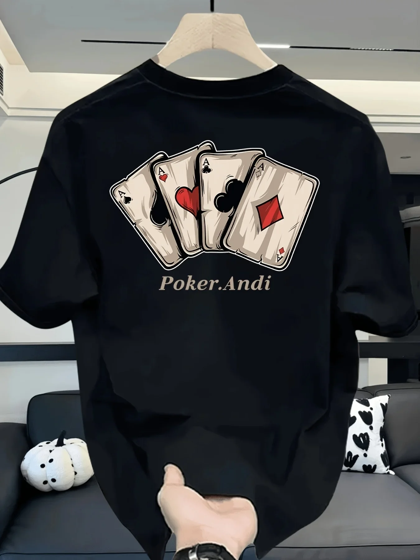 Men's 100% Cotton T-shirt Vintage Four Aces Poker Graphic Tee Casual Daily Streetwear O-neck Short Sleeve Top For Card Game Fans